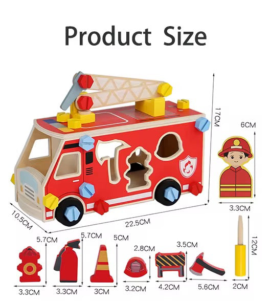 DIY Wooden Fire Truck Building Set