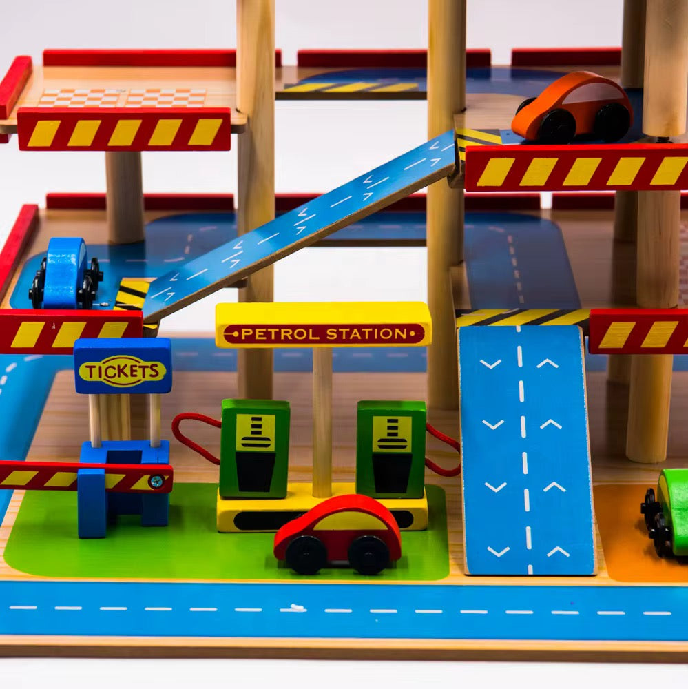 Wooden Car Garage Play Set