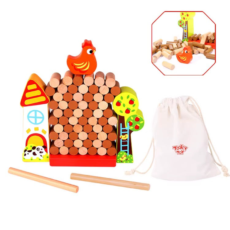 Hen & Wall Wooden Stacking Game