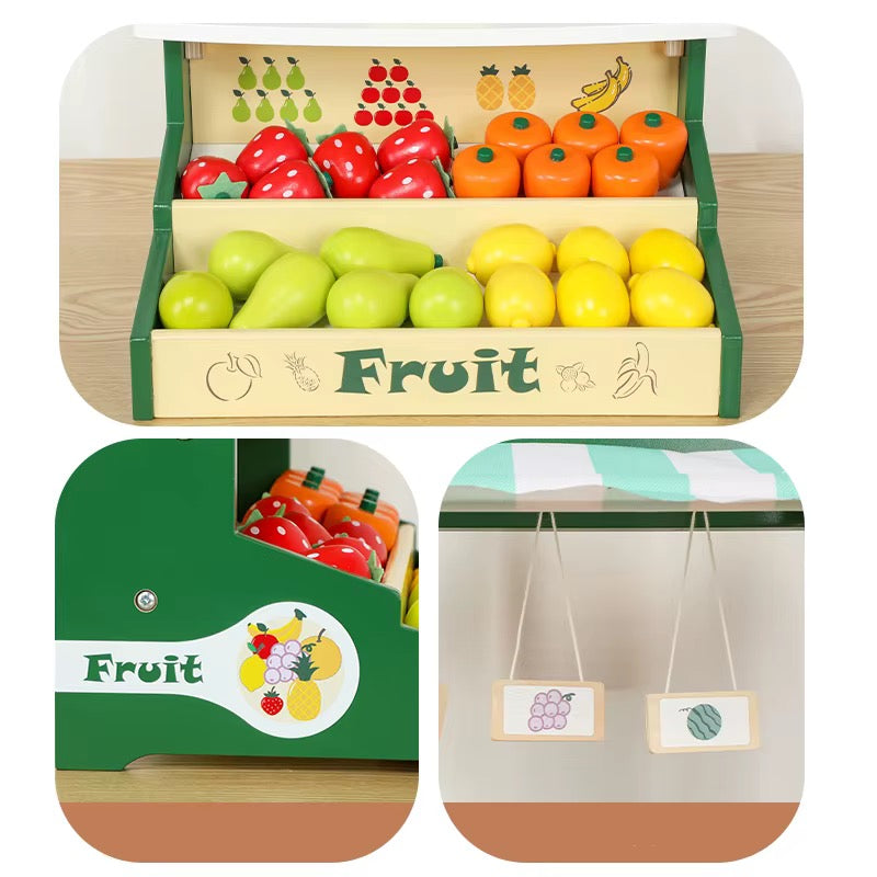 Wooden Fruit Market Stall Play Set