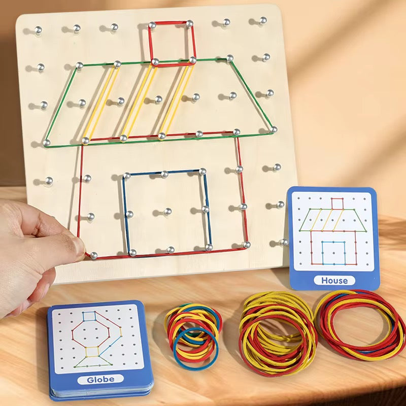 2-in-1 Wooden Nail Board & Pattern Puzzle Set