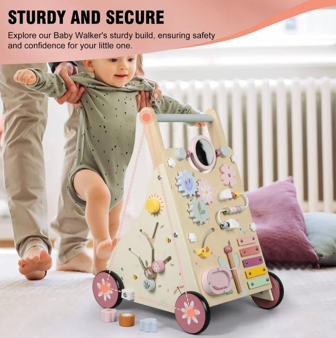 Wooden Baby Activity Walker — Montessori Learning Cart