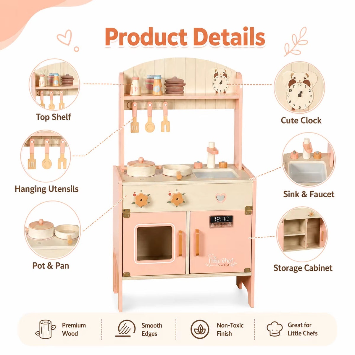 Wooden Dreamy Kitchen Play Set — Pink