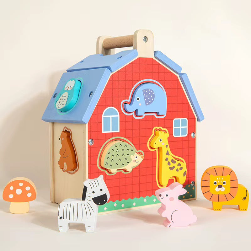 Wooden Animal Shape Sorting House