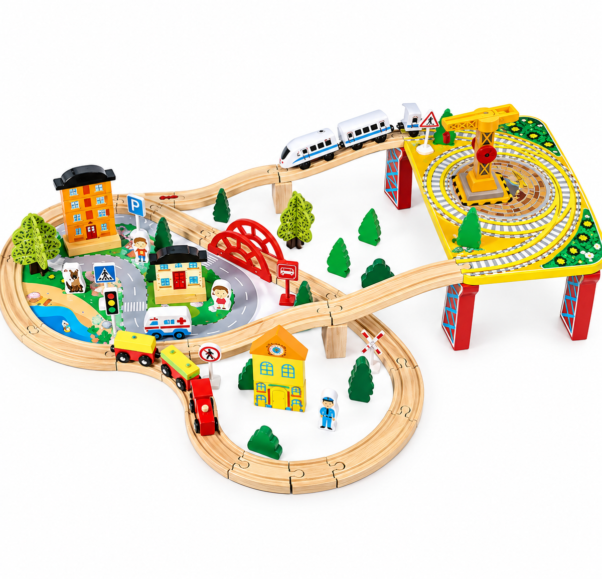 Wooden City Train Track Set — 78 Pieces