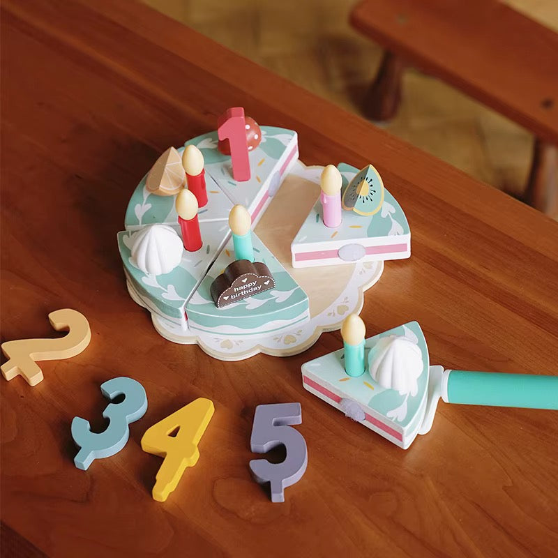 Wooden Birthday Cake Play Set — 24 Pieces