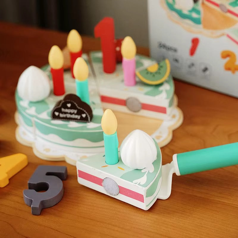 Wooden Birthday Cake Play Set — 24 Pieces