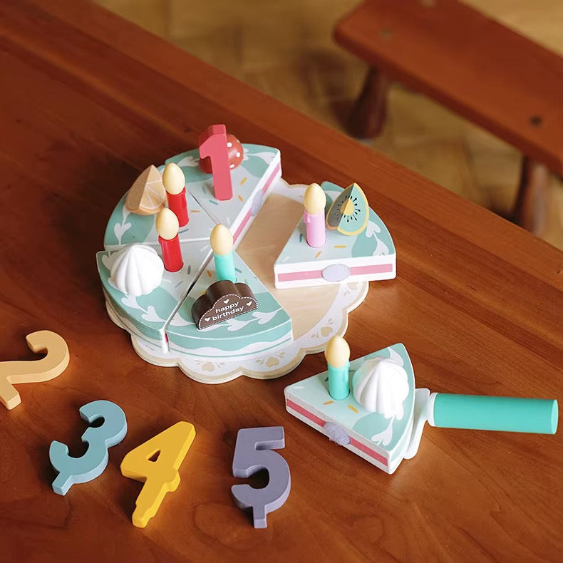 Wooden Birthday Cake Play Set — 24 Pieces