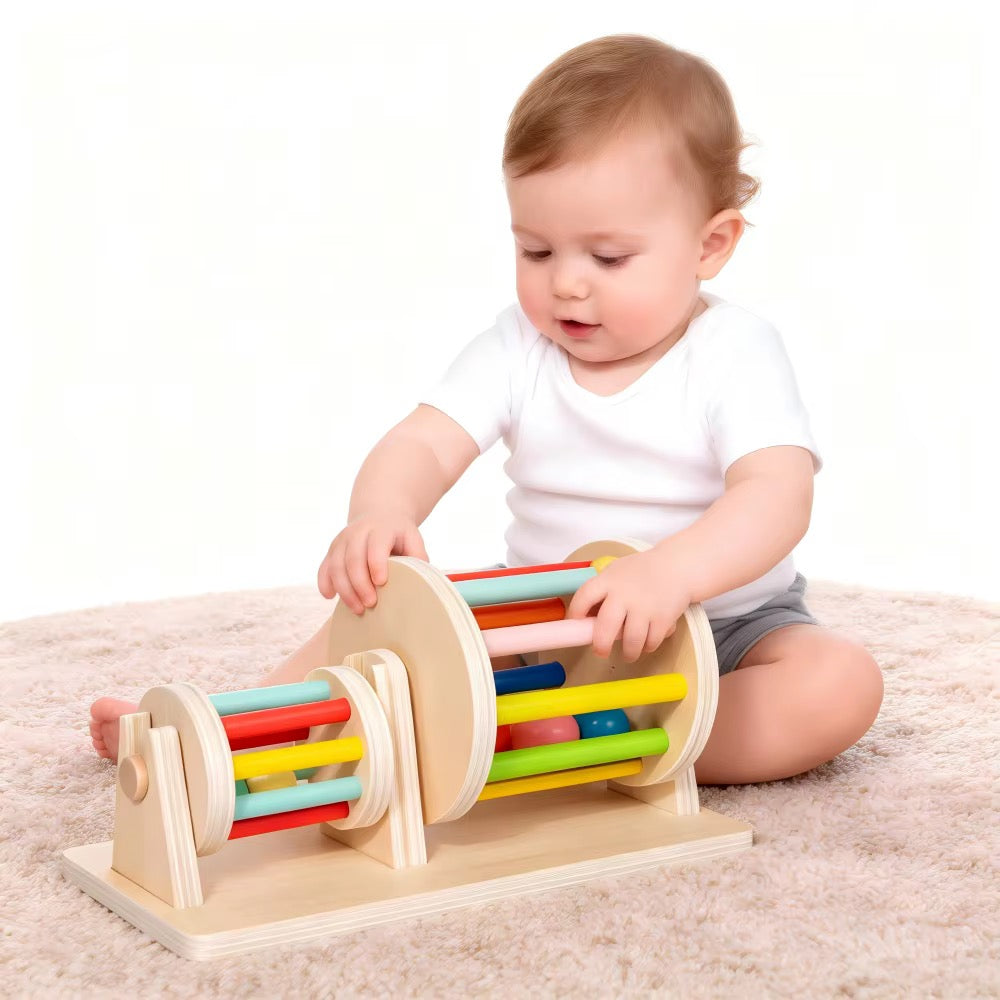 Wooden Rolling Drum Sensory Activity Toy
