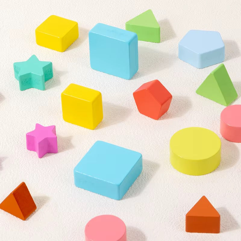 Wooden Geometric Shape Building Blocks Set
