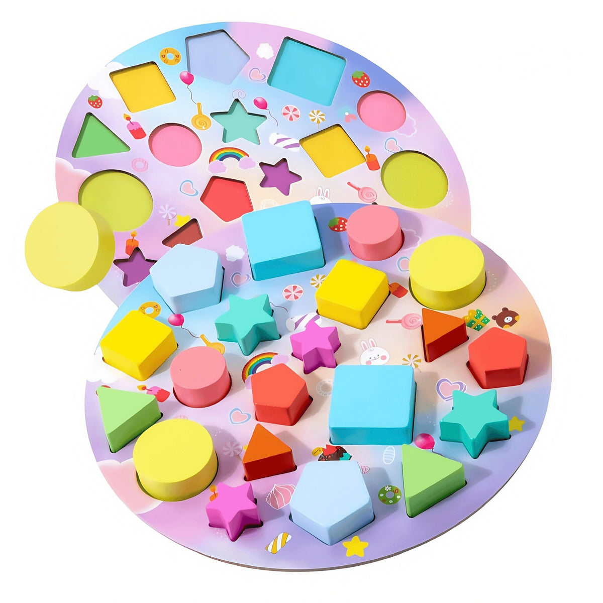 Wooden Geometric Shape Building Blocks Set