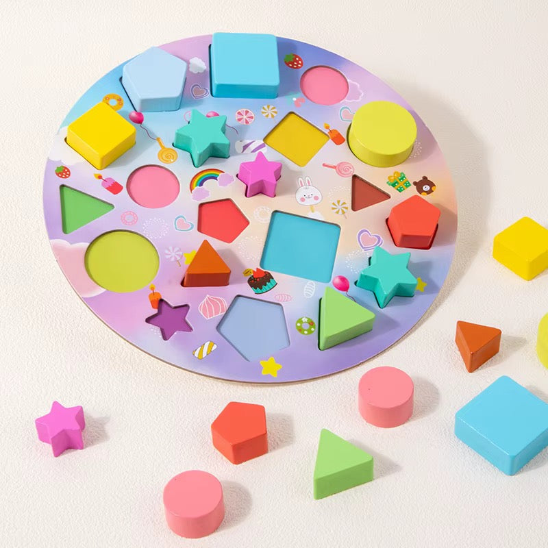 Wooden Geometric Shape Building Blocks Set