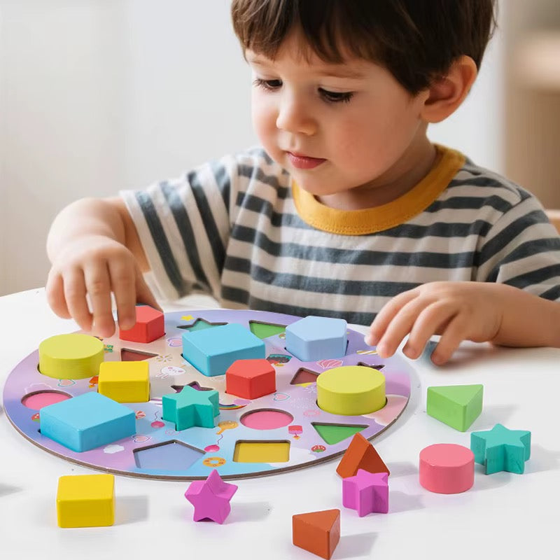 Wooden Geometric Shape Building Blocks Set