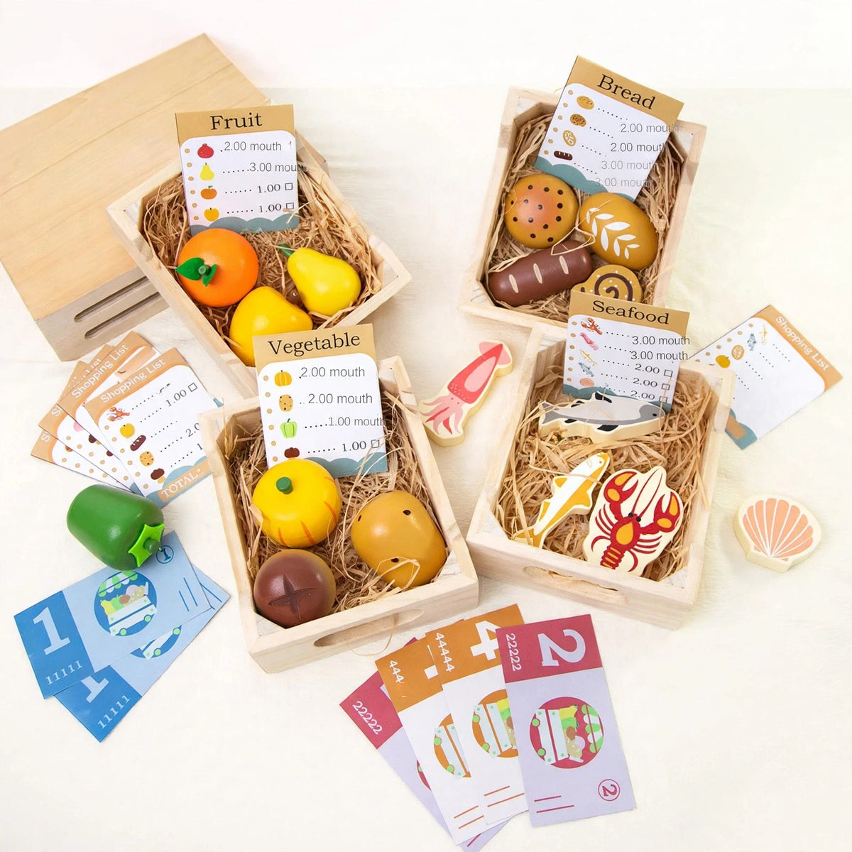 Wooden Food Market Shopping Play Set