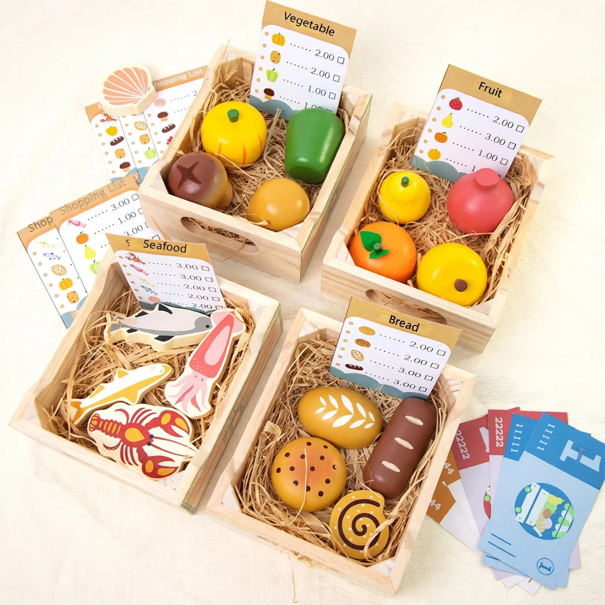 Wooden Food Market Shopping Play Set