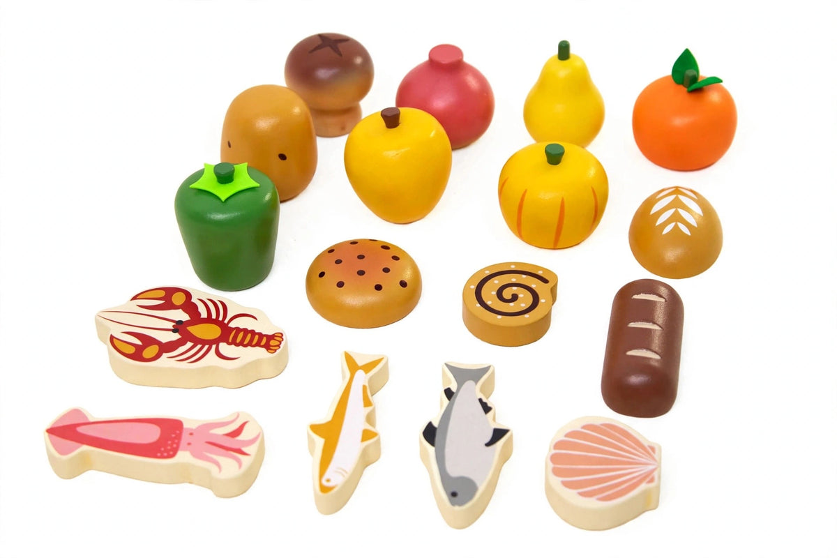 Wooden Food Market Shopping Play Set