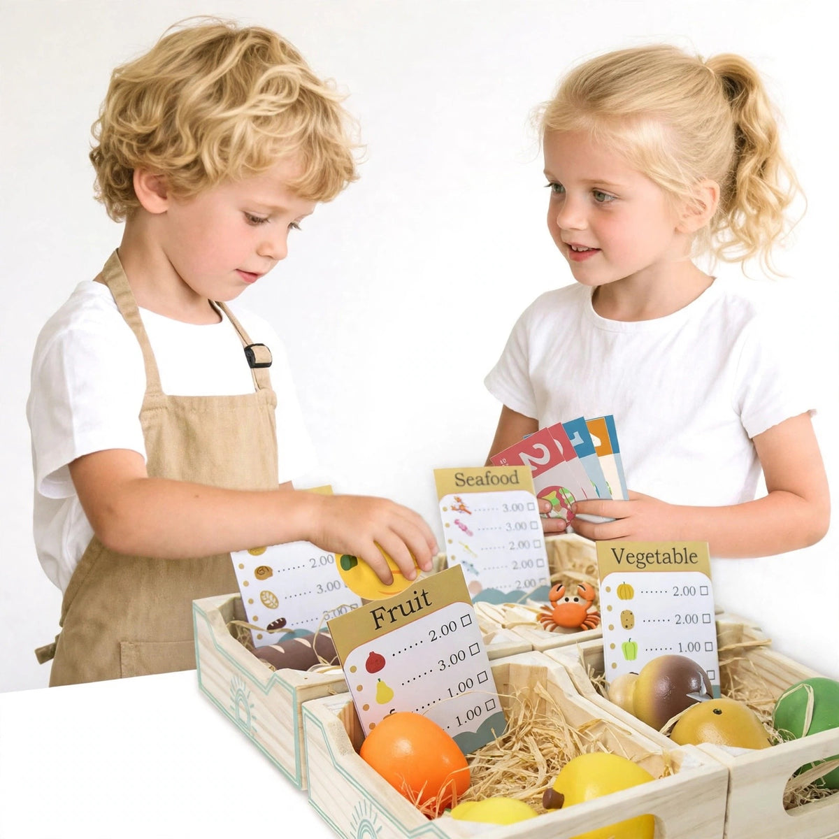 Wooden Food Market Shopping Play Set